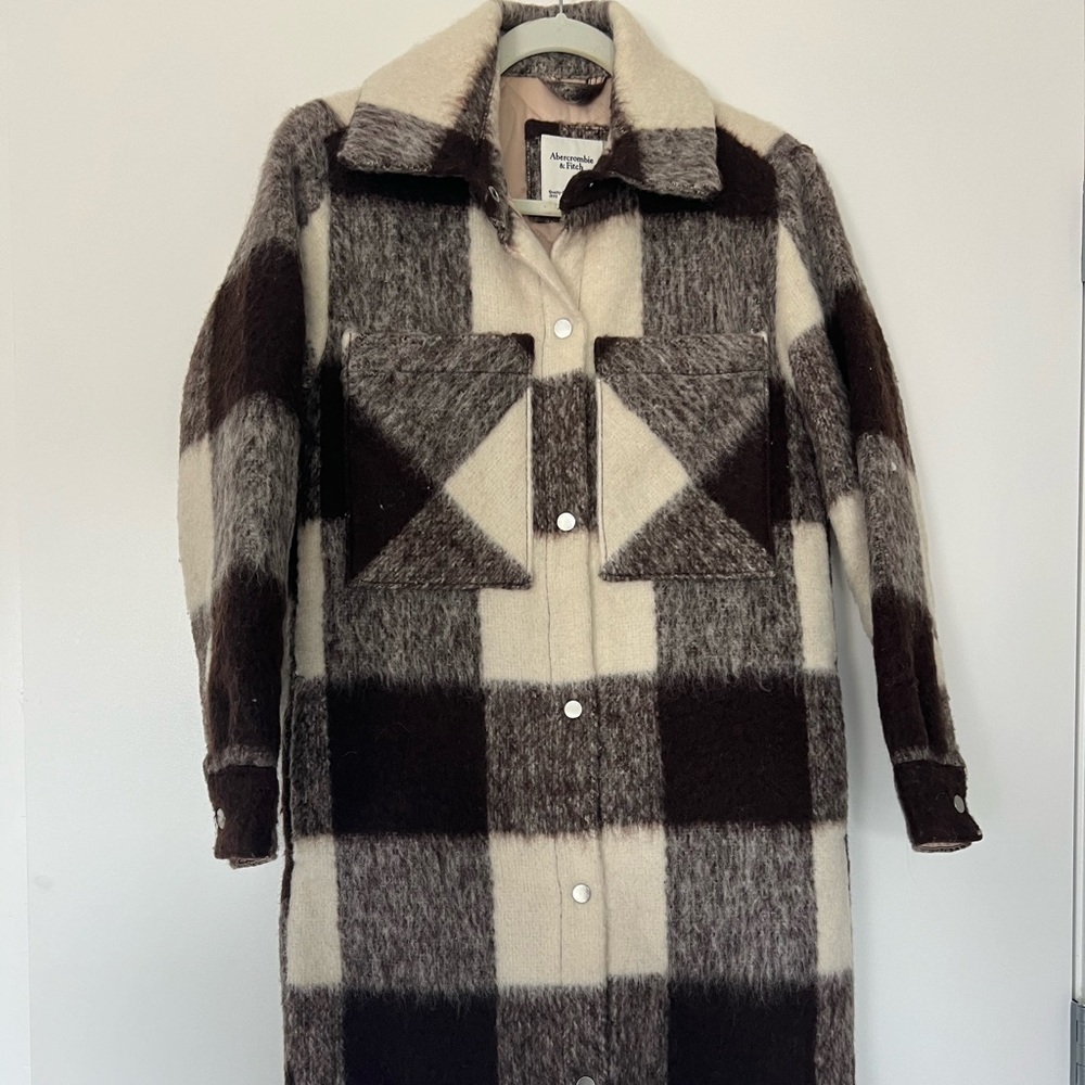 Abercrombie and Fitch Long Quilted Plaid Shacket
